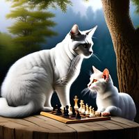 katzen spielen schach